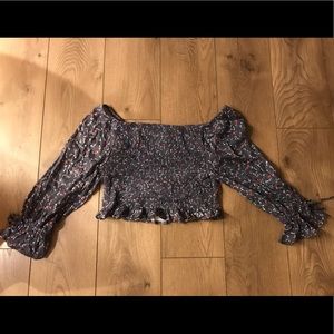 Cotton On Navy-Flower Crop Top